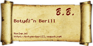 Botyán Berill névjegykártya